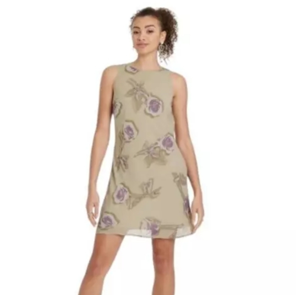 Women's Dress Mini Slip Sleeveless Green Floral - Wild Fable - S